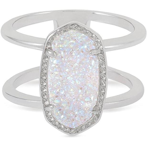 imageKendra Scott Elyse Ring for Women Fashion JewelryRHODIUM  IRIDESCENT DRUSY