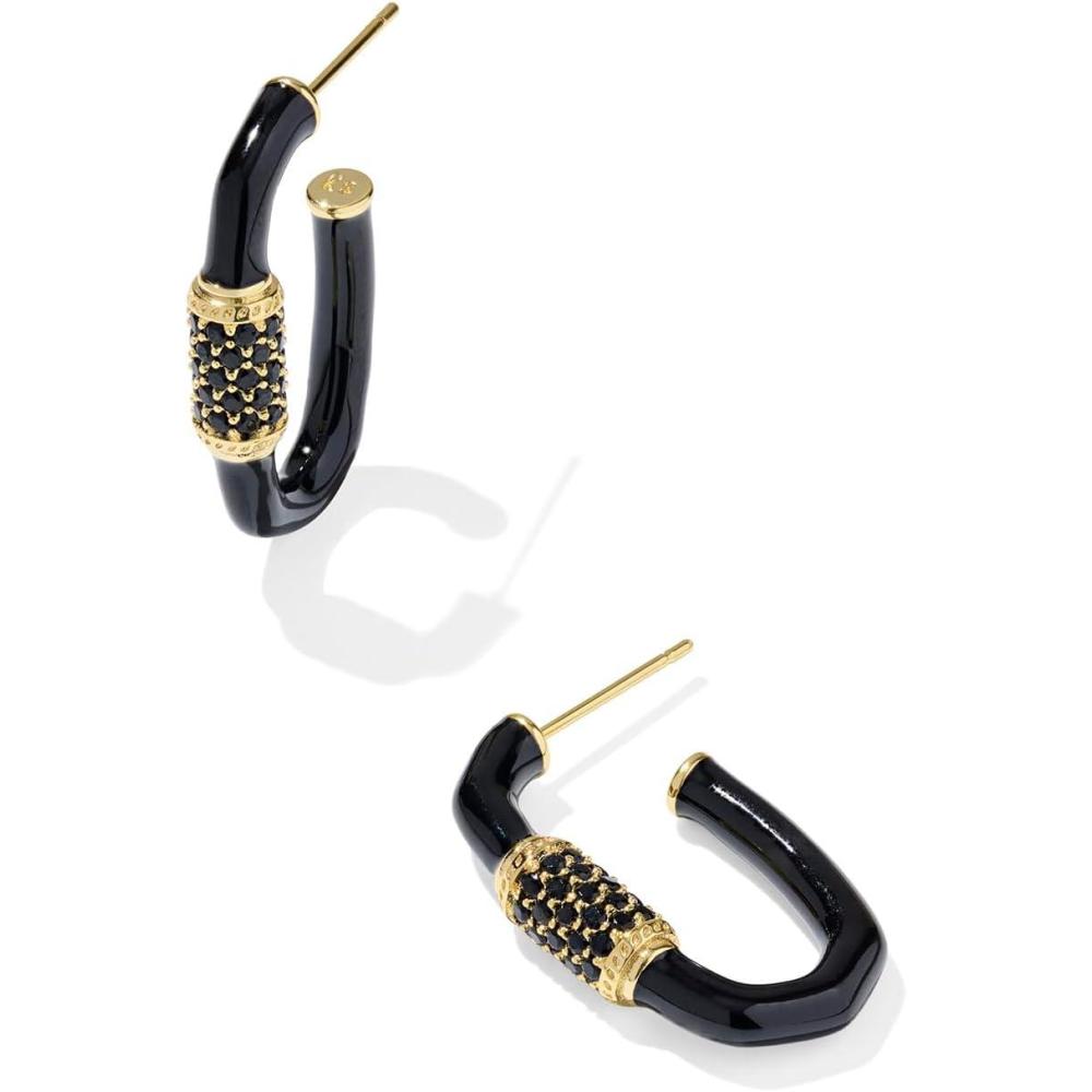 imageKendra Scott Emery Enamel Hoop Earrings Fashion Jewelry for WomenGOLD  BLACK MIX