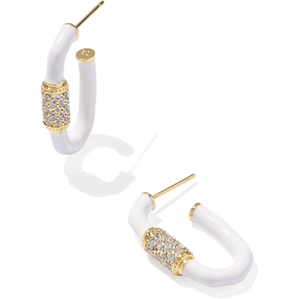 imageKendra Scott Emery Enamel Hoop Earrings Fashion Jewelry for WomenGOLD  WHITE MIX