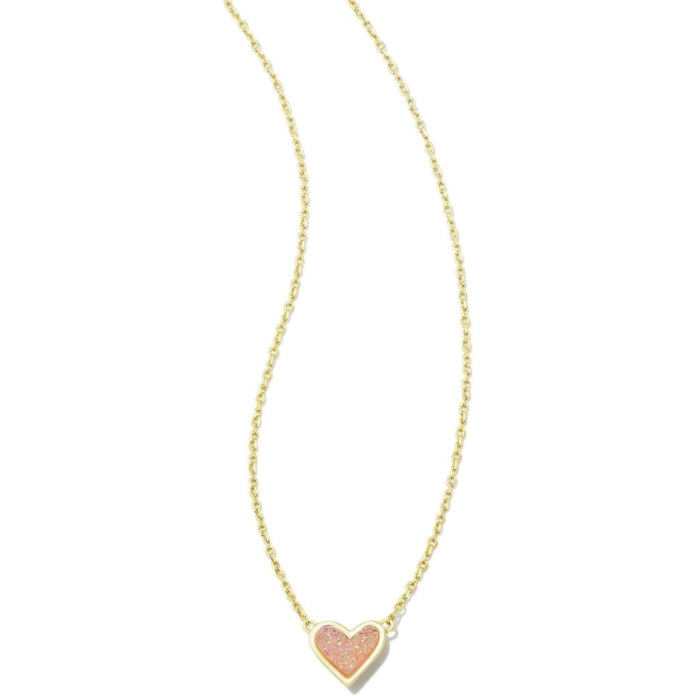 imageKendra Scott Framed Ari Heart Pendant Necklace Fashion Jewelry for WomenGOLD  LIGHT PINK DRUSY