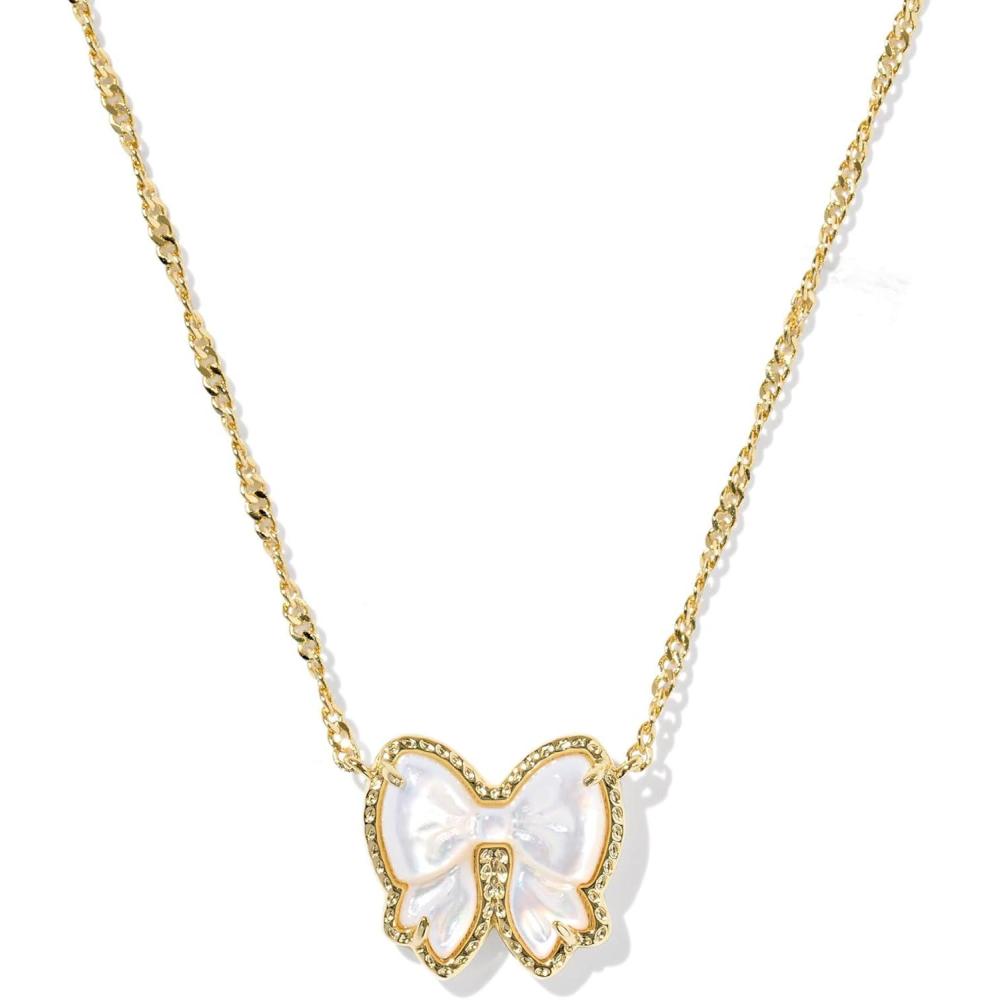 imageKendra Scott Haley Bow Short Pendant Necklace Fashion Jewelry for WomenGOLD  IVORY MOTHER OF PEARL