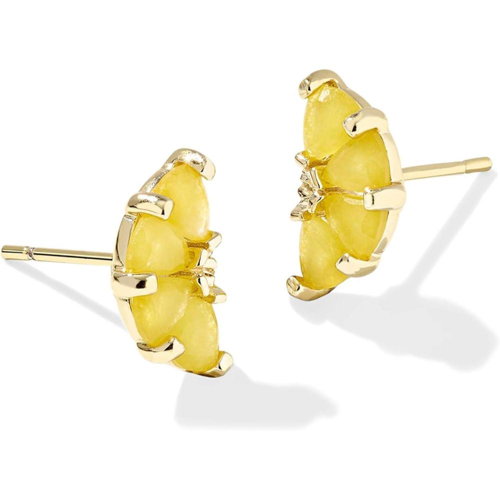 imageKendra Scott Lemon Stud Earrings 14K GoldPlated Brass Fashion Jewelry for Women Yellow Opalite Glass