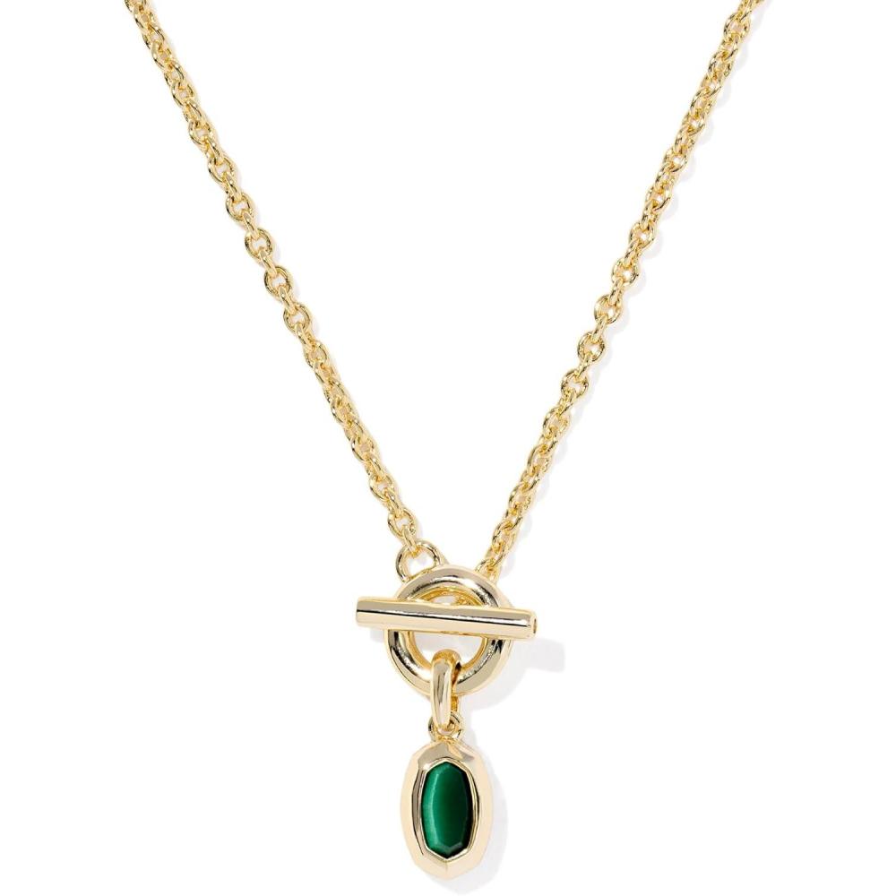 imageKendra Scott Mini Elisa Toggle Short Pendant Necklace Fashion Jewelry for WomenGOLD  GREEN TIGERS EYE