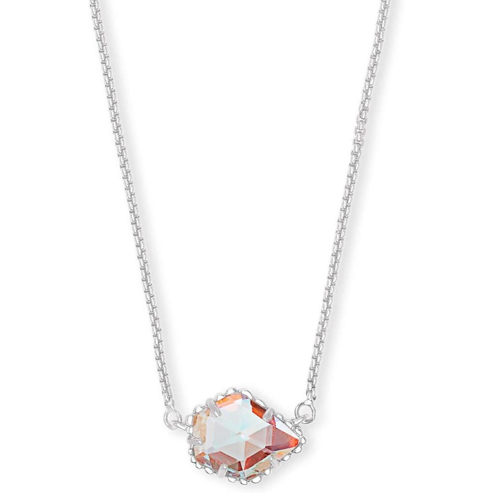 imageKendra Scott Tess Pendant Necklace for Women Fashion JewelryRHODIUM  IRIDESCENT DICHROIC GLASS