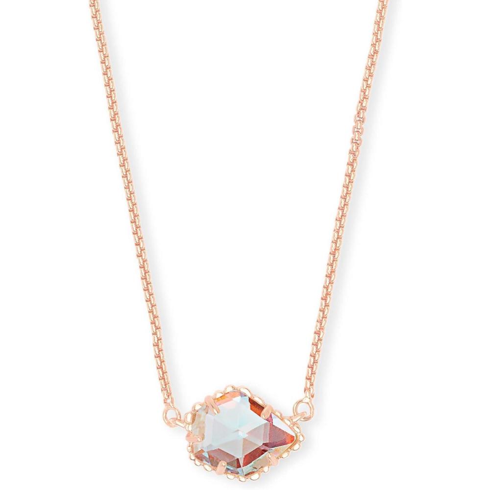 imageKendra Scott Tess Pendant Necklace for Women Fashion JewelryROSE GOLDPLATED  IRIDESCENT DICHROIC GLASS