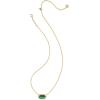 Kendra Scott Elisa Bezel Short Pendant Necklace, Fashion Jewelry for Women(GOLD – GREEN TIGERS EYE)