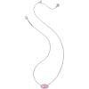 Kendra Scott Elisa Pave Frame Short Pendant Necklace, Fashion Jewelry for Women(RHODIUM – PINK OPALESCENT RESIN)