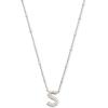 Kendra Scott Letters A-Z Pendant Necklace for Women, Fashion Jewelry, Rhodium-Plated Brass(Letter S)