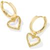 Kendra Scott Ari Heart Huggie Earring in Ivory Mother Of Pearl, 14k Gold-Plated Brass, Fashion Jewelry for Women