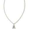 Kendra Scott Crystal Letter Short Pendant Necklace, Fashion Jewelry for Women(Letter A (RHODIUM-PLATED))