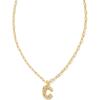 Kendra Scott Crystal Letter Short Pendant Necklace, Fashion Jewelry for Women(Letter C (GOLD-PLATED))