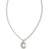 Kendra Scott Crystal Letter Short Pendant Necklace, Fashion Jewelry for Women(Letter C (RHODIUM-PLATED))