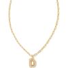 Kendra Scott Crystal Letter Short Pendant Necklace, Fashion Jewelry for Women(Letter D (GOLD-PLATED))