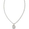 Kendra Scott Crystal Letter Short Pendant Necklace, Fashion Jewelry for Women(Letter D (RHODIUM-PLATED))