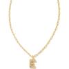 Kendra Scott Crystal Letter Short Pendant Necklace, Fashion Jewelry for Women(Letter E (GOLD-PLATED))