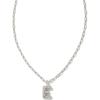 Kendra Scott Crystal Letter Short Pendant Necklace, Fashion Jewelry for Women(Letter E (RHODIUM-PLATED))