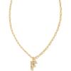 Kendra Scott Crystal Letter Short Pendant Necklace, Fashion Jewelry for Women(Letter F (GOLD-PLATED))