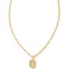 Kendra Scott Crystal Letter Short Pendant Necklace, Fashion Jewelry for Women(Letter G (GOLD-PLATED))