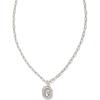 Kendra Scott Crystal Letter Short Pendant Necklace, Fashion Jewelry for Women(Letter G (RHODIUM-PLATED))