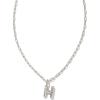Kendra Scott Crystal Letter Short Pendant Necklace, Fashion Jewelry for Women(Letter H (RHODIUM-PLATED))