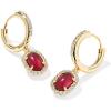 Kendra Scott Daphne Crystal Frame Huggie Earrings, Fashion Jewelry for Women(GOLD – DARK BURGUNDY ILLUSION)