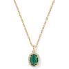 Kendra Scott Daphne Crystal Frame Short Pendant Necklace, Fashion Jewelry for Women(GOLD – GREEN MALACHITE)