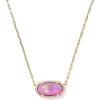 Kendra Scott Elisa Pave Frame Short Pendant Necklace, Fashion Jewelry for Women(GOLD – PINK OPALESCENT RESIN)