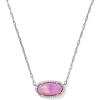 Kendra Scott Elisa Pave Frame Short Pendant Necklace, Fashion Jewelry for Women(RHODIUM – PINK OPALESCENT RESIN)