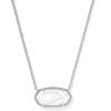 Kendra Scott Elisa Statement Short Pendant NecklaceFashion Jewelry for Women(RHODIUM – IVORY MOTHER OF PEARL)