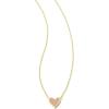 Kendra Scott Framed Ari Heart Pendant Necklace, Fashion Jewelry for Women(GOLD – LIGHT PINK DRUSY)