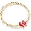 Kendra Scott Haley Bow Stretch Bracelet, Fashion Jewelry for Women(Gold Scarlet Red Mother of Pearl)