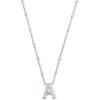 Kendra Scott Letters A-Z Pendant Necklace for Women, Fashion Jewelry, Rhodium-Plated Brass(Letter A)