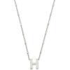 Kendra Scott Letters A-Z Pendant Necklace for Women, Fashion Jewelry, Rhodium-Plated Brass(Letter H)