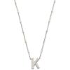 Kendra Scott Letters A-Z Pendant Necklace for Women, Fashion Jewelry, Rhodium-Plated Brass(Letter K)