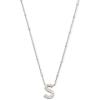 Kendra Scott Letters A-Z Pendant Necklace for Women, Fashion Jewelry, Rhodium-Plated Brass(Letter S)