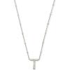 Kendra Scott Letters A-Z Pendant Necklace for Women, Fashion Jewelry, Rhodium-Plated Brass(Letter T)