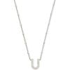 Kendra Scott Letters A-Z Pendant Necklace for Women, Fashion Jewelry, Rhodium-Plated Brass(Letter U)