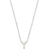 Kendra Scott Letters A-Z Pendant Necklace for Women, Fashion Jewelry, Rhodium-Plated Brass(Letter Y)