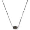 Kendra Scott Mini Elisa 14k Gold-Plated Satellite Short Pendant Necklace, Fashion Jewelry for Women(Vintage Silver Golden Obsidian)