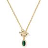 Kendra Scott Mini Elisa Toggle Short Pendant Necklace, Fashion Jewelry for Women(GOLD – GREEN TIGERS EYE)