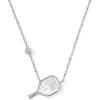 Kendra Scott Pickleball Short Pendant Necklace, Fashion Jewelry for Women(RHODIUM – IVORY MOTHER OF PEARL)