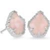 Kendra Scott Tessa Stud Earrings for Women, Fashion Jewelry(RHODIUM – ROSE QUARTZ)