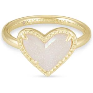 Kendra Scott Ari Heart Band Ring, Fashion Jewelry for Women(GOLD – IRIDESCENT DRUSY)