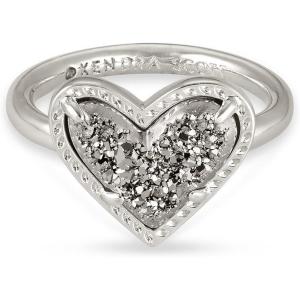 Kendra Scott Ari Heart Band Ring, Fashion Jewelry for Women(RHODIUM – PLATINUM DRUSY)
