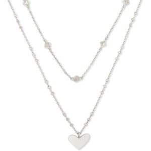 Kendra Scott Ari Heart Multistrand Necklace, Fashion Jewelry for Women(RHODIUM METAL)