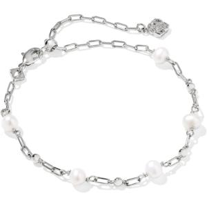 Kendra Scott Ashton Delicate Chain Bracelet, Rhodium-Plated Brass, Fashion Jewelry for Women, Freshwater Cultured Pearl