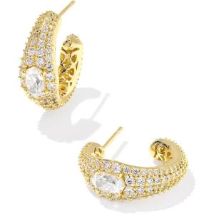 Kendra Scott Bella Hoop Earrings, Fashion Jewelry for Women(GOLD – WHITE CZ)