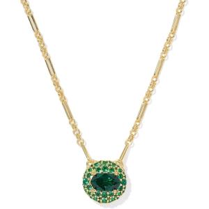 Kendra Scott Bella Short Pendant Necklace, Fashion Jewelry for Women(GOLD – DARK GREEN CRYSTAL)