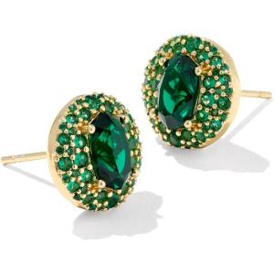Kendra Scott Bella Stud Earrings, Fashion Jewelry for Women(GOLD – DARK GREEN CRYSTAL)