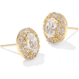 Kendra Scott Bella Stud Earrings, Fashion Jewelry for Women(GOLD – WHITE CZ)
